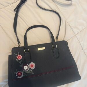 Kate Spade Black Bag with Red and Pink Floral Accents